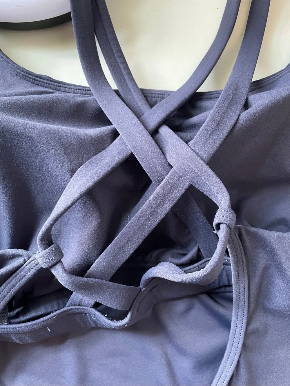 HALARA  Women's Size 1X Navy Crisscross Back Bandeau Tank Built In Bra Top